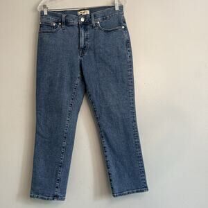 Madewell Womens Mid Rise Perfect Vintage Jeans Cropped Med Wash Sz 28